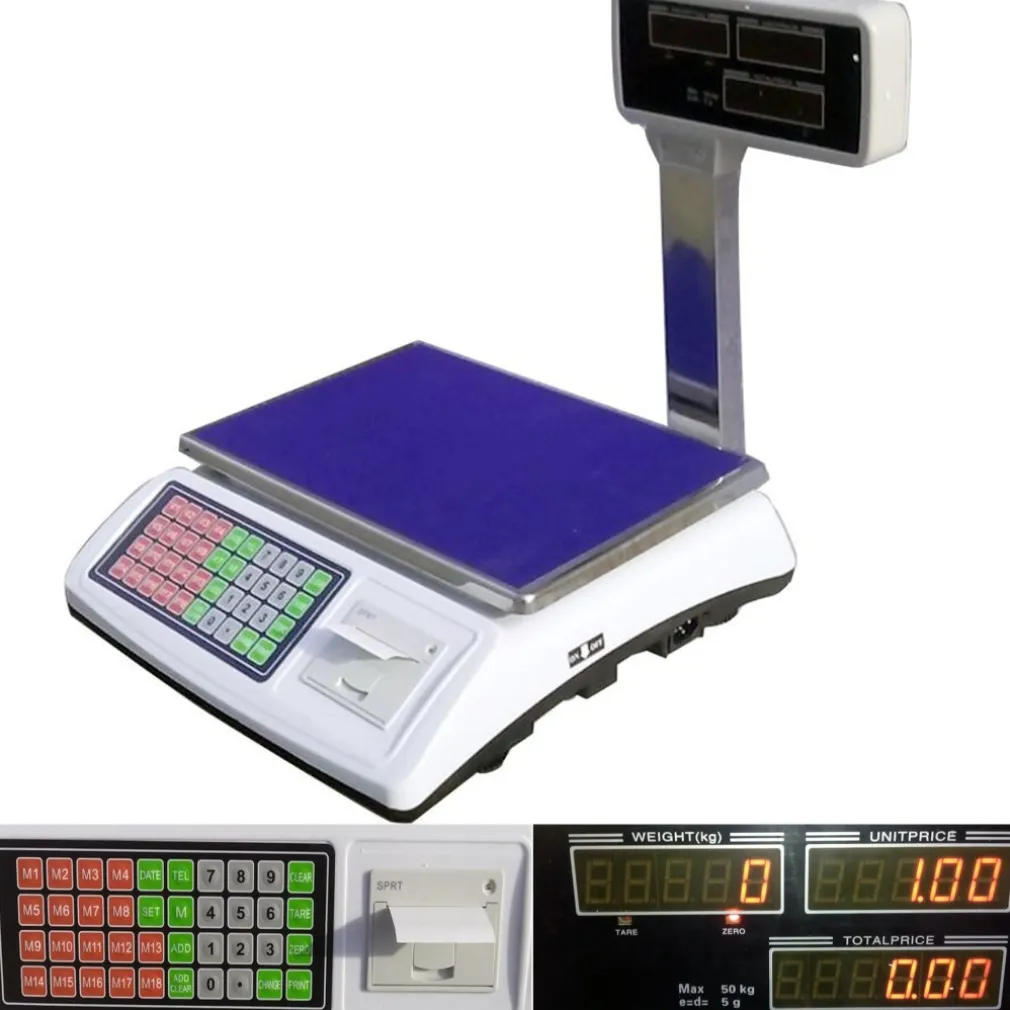 BILANCIA PROFESSIONALE DA BANCO DIGITALE MAX 50KG 5 GR CON DISPLAY CON SCONTRINO