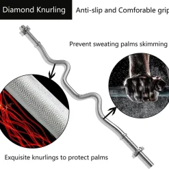 BILANCIERE CURL CURVO ONDULATO 120CM CON FERMA DISCHI PER SOLLEVAMENTO PESI