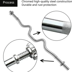 BILANCIERE CURL CURVO ONDULATO 150CM CON FERMA DISCHI PER SOLLEVAMENTO PESI