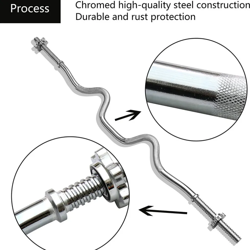 BILANCIERE CURL CURVO ONDULATO 150CM CON FERMA DISCHI PER SOLLEVAMENTO PESI