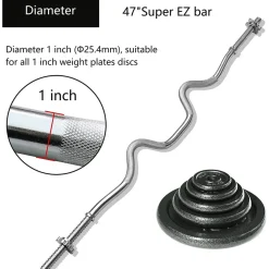 BILANCIERE CURL CURVO ONDULATO 150CM CON FERMA DISCHI PER SOLLEVAMENTO PESI