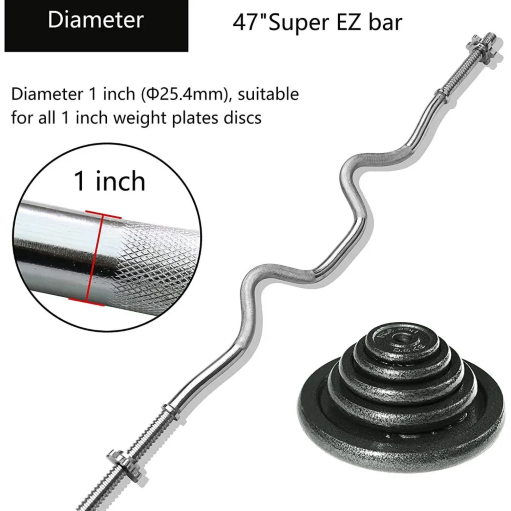 BILANCIERE CURL CURVO ONDULATO 150CM CON FERMA DISCHI PER SOLLEVAMENTO PESI