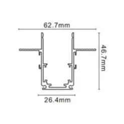 BINARIO LINEARE DA INCASSO ALLUMINIO NERO PER TRACK LIGHTS MAGNETICHE DC48V 2MT GF-201-2M