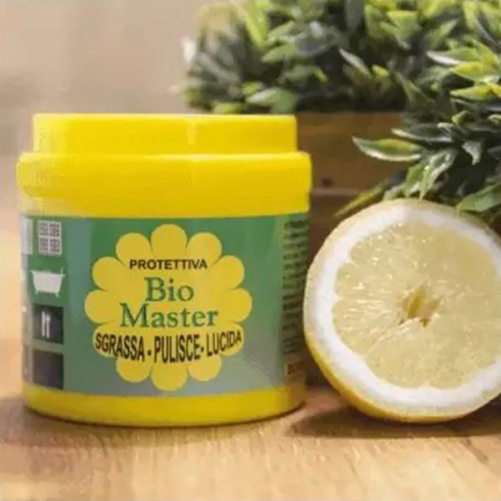 BIO MASTER PASTA UNIVERSALE CON SPUGNA SGRASSA PULISCE LUCIDA DETERGENTE NATURALE A LIMONE