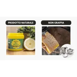 BIO MASTER PASTA UNIVERSALE CON SPUGNA SGRASSA PULISCE LUCIDA DETERGENTE NATURALE A LIMONE