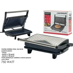 BISTECCHIERA ELETTRICA 800W ACCIAIO COTTURA SENZA FUMO OLIO 2 PIASTRE IN ALLUMINIO