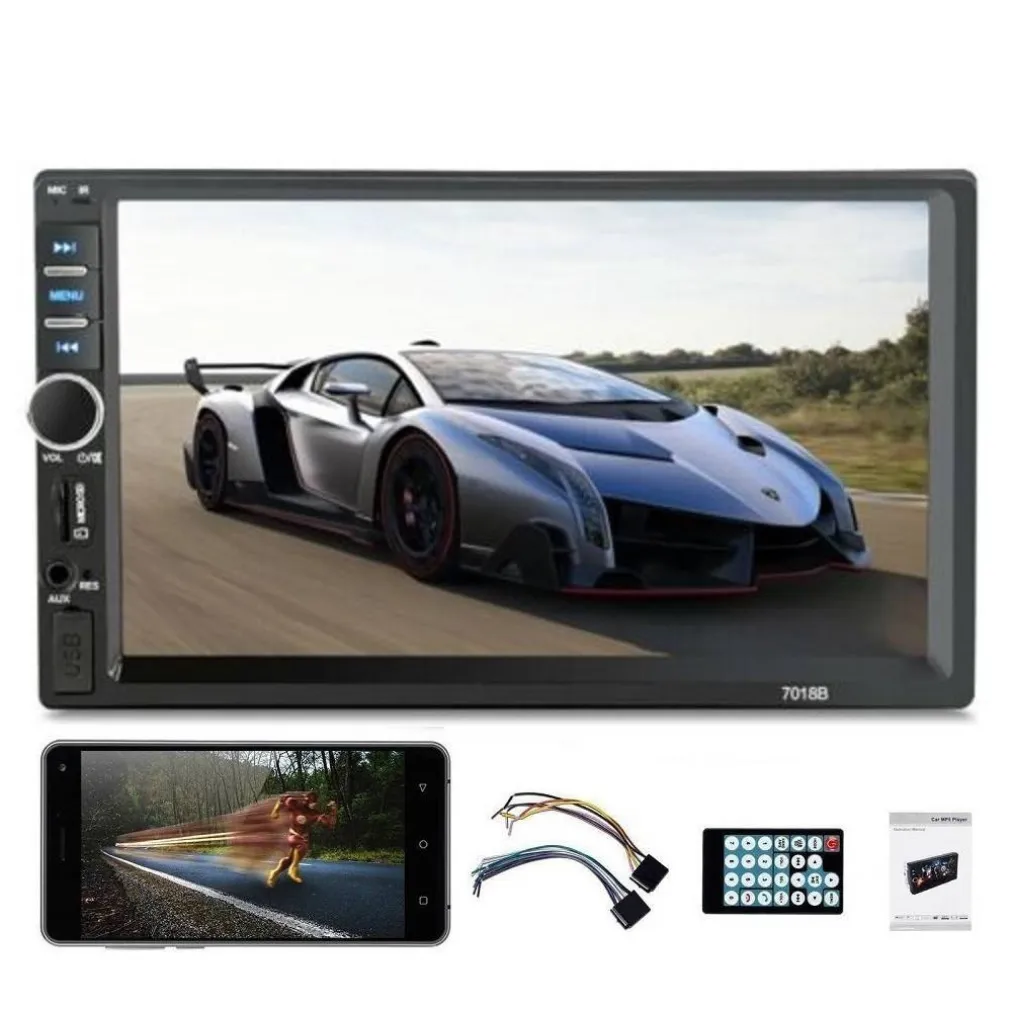 BLUETOOTH AUTORADIO 7" 2 DIN TOUCH SCREEN STEREO MP5 MP3 MEDIA PLAYER 7018B