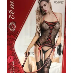 BODY A RETE COMPLETINO INTIMO INTERO SEXY LINGERIE HOT 8967 RICAMI TG UNICA NERO