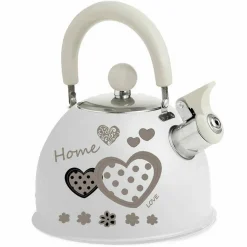 BOLLITORE ACCIAIO VINTAGE CAPACITÀ 2 LITRI TEIERA CON FISCHIO CUORI SHABBY