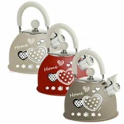 BOLLITORE ACCIAIO VINTAGE CAPACITÀ 2 LITRI TEIERA CON FISCHIO CUORI SHABBY