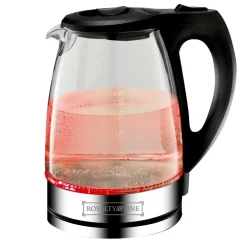 BOLLITORE ELETTRICO IN VETRO 1,7LT 2200W ACQUA CALDA CORDLESS CON LUCE LED ROSSO