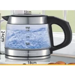 BOLLITORE ELETTRICO IN VETRO CAPACITÀ 1,7 LT 2000 W ACQUA UFFICIO VIAGGI TX-9944