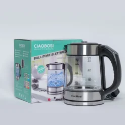 BOLLITORE ELETTRICO IN VETRO CAPACITÀ 1,7 LT 2000 W ACQUA UFFICIO VIAGGI TX-9944