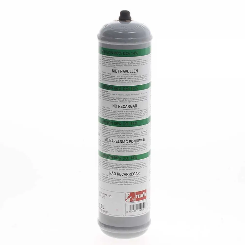 BOMBOLA GAS COMPRESSO ARGON CO2 TELWIN DA 1LITRO PER SALDATURAE MIG TIG METALLI