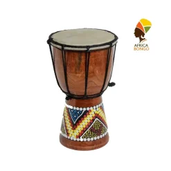 BONGO IN LEGNO DECORATIVO AFRICANO TAMBURO ARREDAMENTO ALTEZZA 19 X DIAMETRO 12