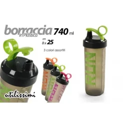 BORRACCIA BOTTIGLIA RUN IN PLASTICA 740ML 740CC 8X25CM 3 COLORI ASSORTITI 844096