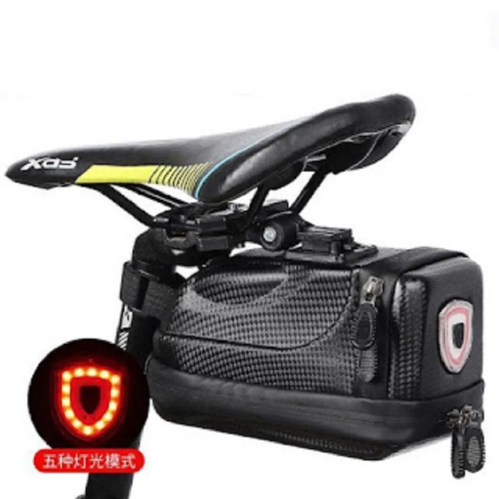 BORSA DA SELLA IMPERMEABILE PER BICI CON LUCE POSTERIORE RICARICABILE USB ZX-9428