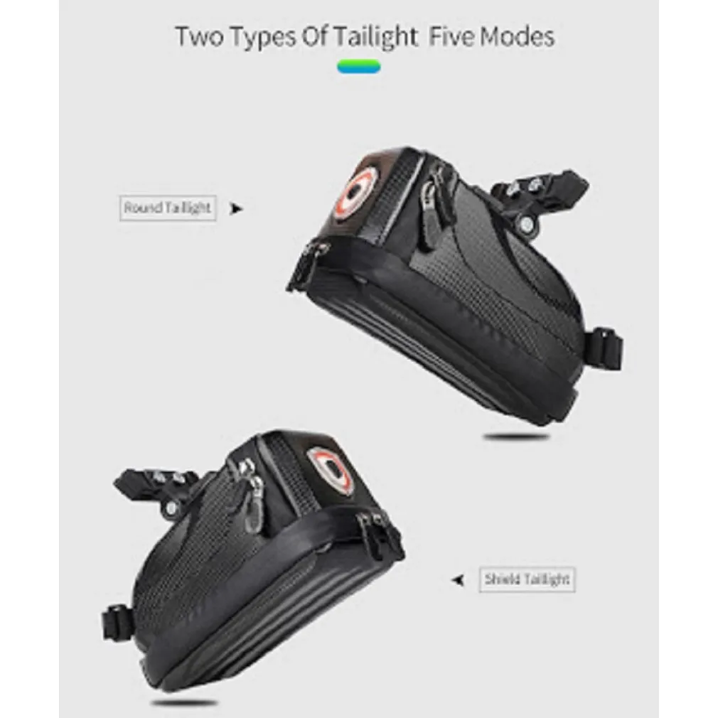 BORSA DA SELLA IMPERMEABILE PER BICI CON LUCE POSTERIORE RICARICABILE USB ZX-9428