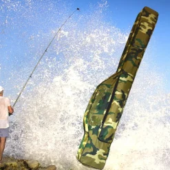 BORSA FODERO CUSTODIA PORTA CANNE PORTACANNE DA PESCA A 2 SCOMPARTI 120 CM NERO