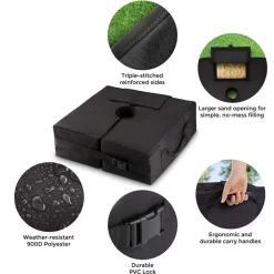 BORSA PER BASE OMBRELLONE DA GIARDINO STACCABILE QUADRATO AMPIA APERTURA MANIGLIE 020682