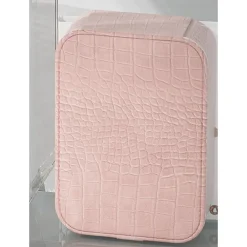 BORSA PER TRUCCHI CON SPECCHIO ILLUMINATO CUSTODIA COSMETICI MOTIVO A COCCODRILLO ROSA