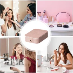 BORSA PER TRUCCHI CON SPECCHIO ILLUMINATO CUSTODIA COSMETICI MOTIVO A COCCODRILLO ROSA