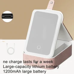 BORSA PER TRUCCHI CON SPECCHIO ILLUMINATO CUSTODIA COSMETICI MOTIVO A COCCODRILLO ROSA