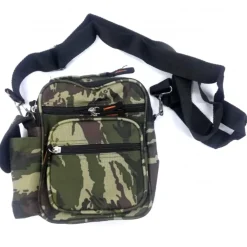 BORSELLO MIMETICO VERDE A TRACOLLA TESSUTO VINTAGE MARSUPIO DOCUMENTI OGGETTI