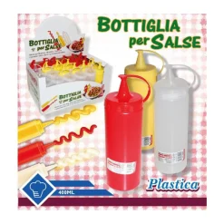 BOTTIGLIA IN PLASTICA PER SALSE KETCHUP MAIONESE CONDIMENTO PUB BAR CASA 400 ML