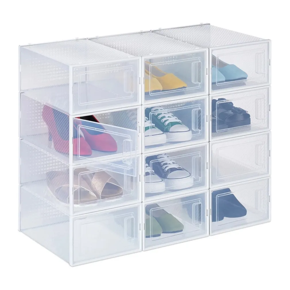 BOX CONTENITORE PER SCARPE CALZATURE SCATOLA PORTASCARPE 33.4X23X14.5CM TRASPARENTE 87646