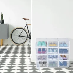 BOX CONTENITORE PER SCARPE CALZATURE SCATOLA PORTASCARPE 33.4X23X14.5CM TRASPARENTE 87646