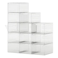 BOX CONTENITORE PER SCARPE CALZATURE SCATOLA INPILABILE 34X25X18.4CM TRASPARENTE 87648