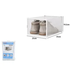 BOX CONTENITORE PER SCARPE CALZATURE SCATOLA PORTASCARPE 35X25X19.2CM TRASPARENTE 87647