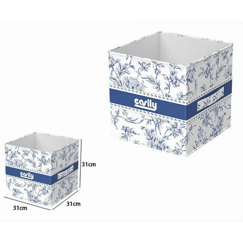 BOX PORTATUTTO SCATOLA SALVASPAZIO CONTENITORE ORGANIZER 31X31X31CM FANTASIA 87312