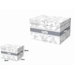 BOX PORTATUTTO SCATOLA SALVASPAZIO CONTENITORE ORGANIZER 30X28X15CM FANTASIA 87313