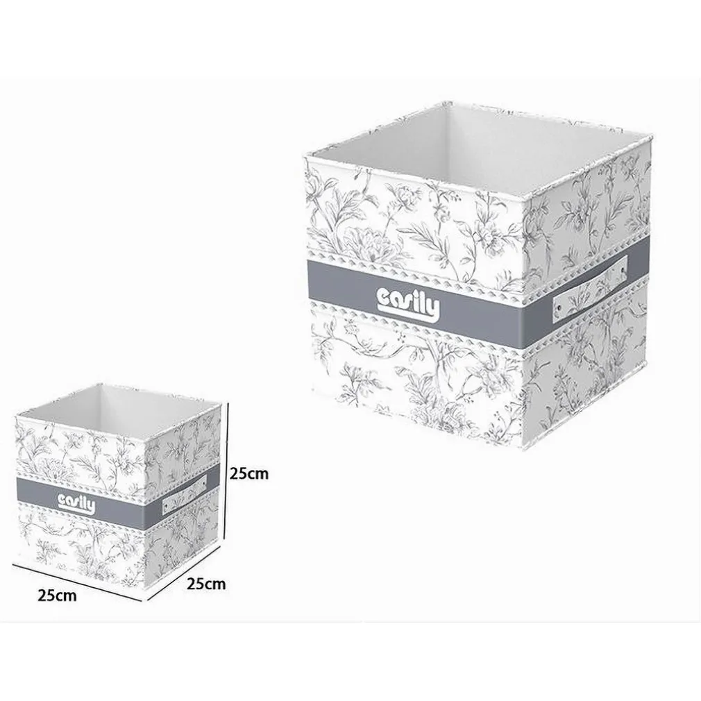 BOX PORTATUTTO SCATOLA SALVASPAZIO CONTENITORE ORGANIZER 25X25X25CM FANTASIA 87311