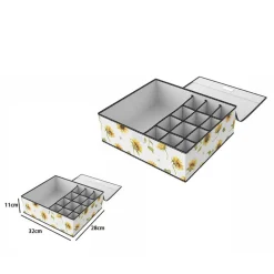 BOX SCATOLA SALVASPAZIO 12 GRIGLIE TASCHE VANI PORTA OGGETTI ORGANIZER 32x28x11