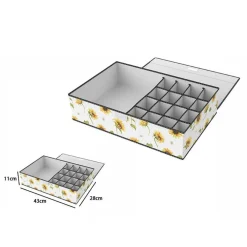 BOX SCATOLA SALVASPAZIO 16 GRIGLIE TASCHE VANI PORTA OGGETTI ORGANIZER 43x28x11