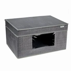BOX SCATOLA SALVASPAZIO PORTATUTTO CONTENITORE ORGANIZER 30X30X16CM GRIGIO 69698