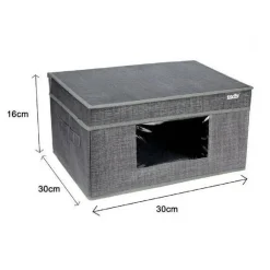 BOX SCATOLA SALVASPAZIO PORTATUTTO CONTENITORE ORGANIZER 30X30X16CM GRIGIO 69698
