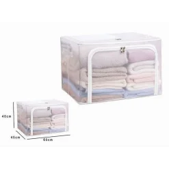 BOX SCATOLA SALVASPAZIO PORTATUTTO VESTITI ARMADIO ORGANIZER 60X45X40 CM 59983