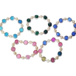 BRACCIALE BRACCIALETTO PERLE SFERE COLORATI MOLLA ELASTICIZZATO DONNA GIOIELLI
