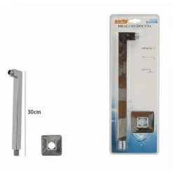 BRACCIO DOCCIA IN OTTONE CROMATO QUADRATO PER SOFFIONE CON ROSONE 30 CM 59492