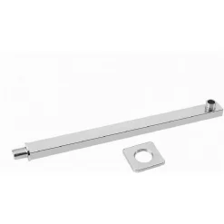 BRACCIO PER SOFFIONE DOCCIA QUADRATO IN OTTONE CROMATO COMPLETO DI ROSONE 35CM