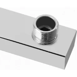 BRACCIO PER SOFFIONE DOCCIA QUADRATO IN OTTONE CROMATO COMPLETO DI ROSONE 40CM