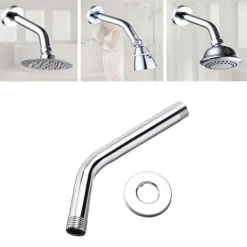 BRACCIO PER SOFFIONE DOCCIA BAGNO TONDO IN ACCIAIO CROMATO CON ROSONE 18CM 59498