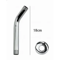 BRACCIO PER SOFFIONE DOCCIA BAGNO TONDO IN ACCIAIO CROMATO CON ROSONE 18CM 59498