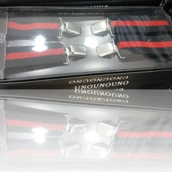 BRETELLE ELASTICIZZATE TINTA UNITA UNISEX CINGHIA REGOLABILE NERE ROSSE