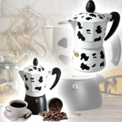 CAFFETTIERA MOKA CAFFÈ 2 TAZZE ALLUMINIO MUCCA IN ALLUMINIO MUKKA CAFFE ESPRESSO