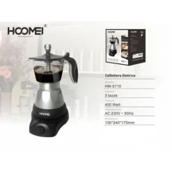 CAFFETTIERA MOKA ELETTRICA 400 WATT PER 3 TAZZE MACCHINA PER CAFFE MACINATO